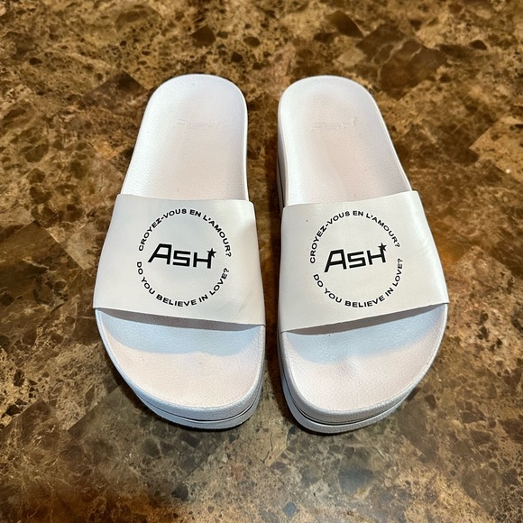 ASH Spot Bis Chunky Soled Platform Slides Sandals White/Black Size 38/8 Modesens - Picture 3 of 11